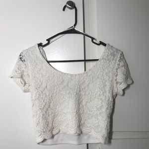 White laced crop top.